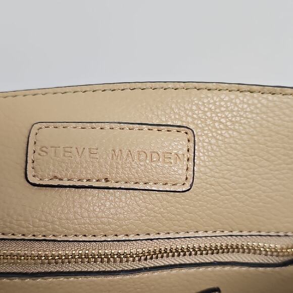 Steve Madden Chic Tan Faux Leather Tote Bag with Dual Handles Travel Bag Shop - Picture 5 of 12